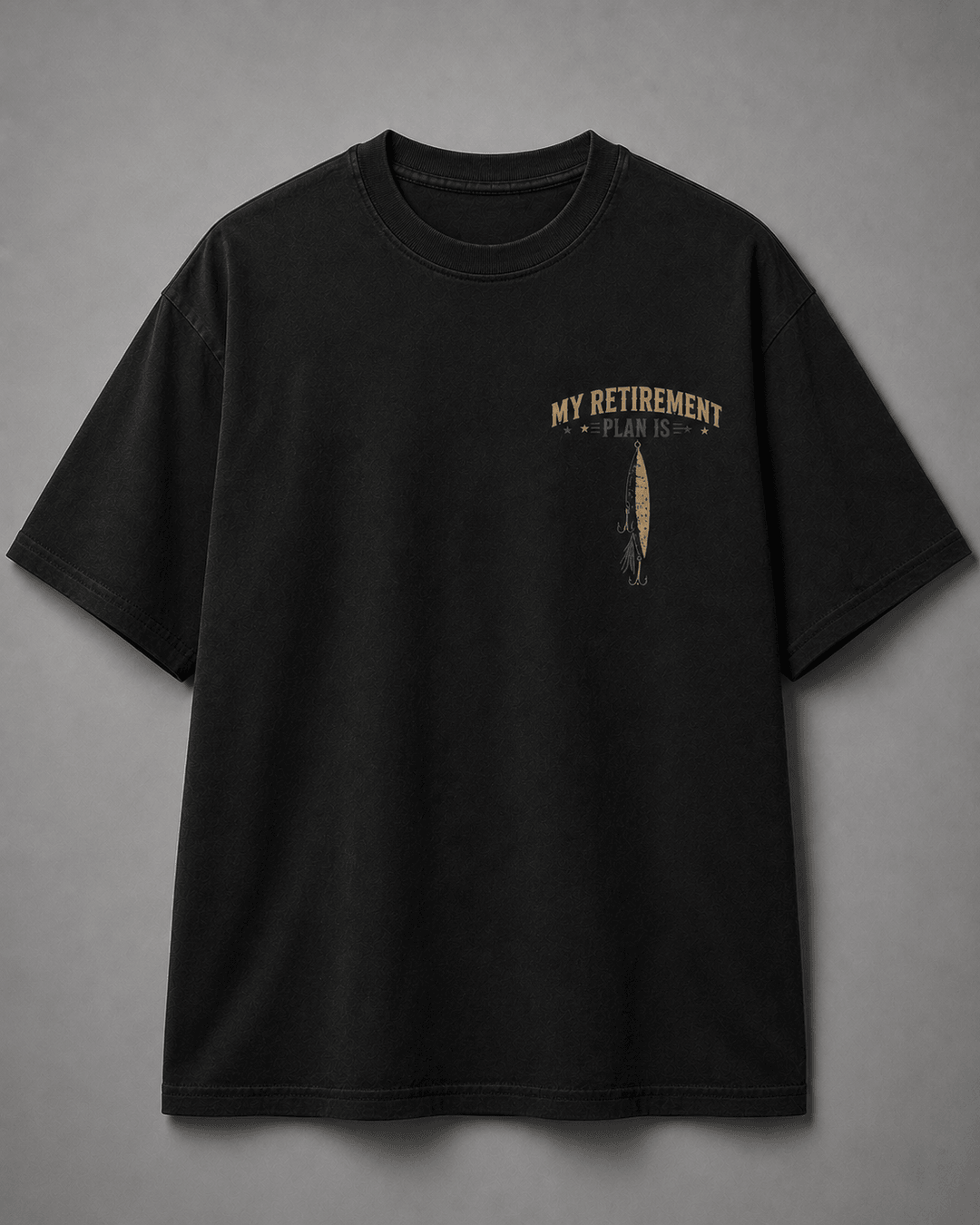 GONE FISHING — black shirt mockup