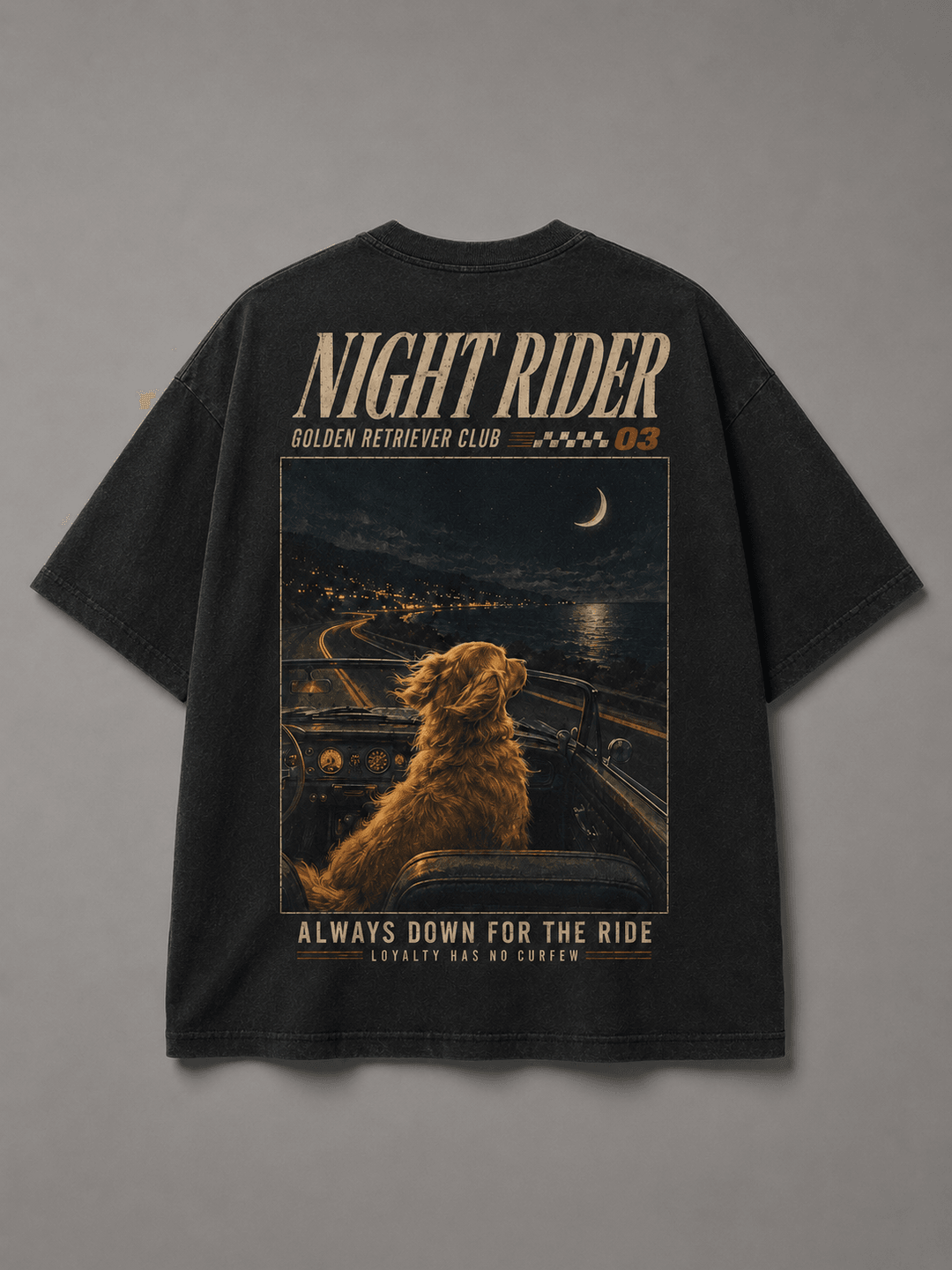 GOLDEN RETRIEVER — black shirt mockup