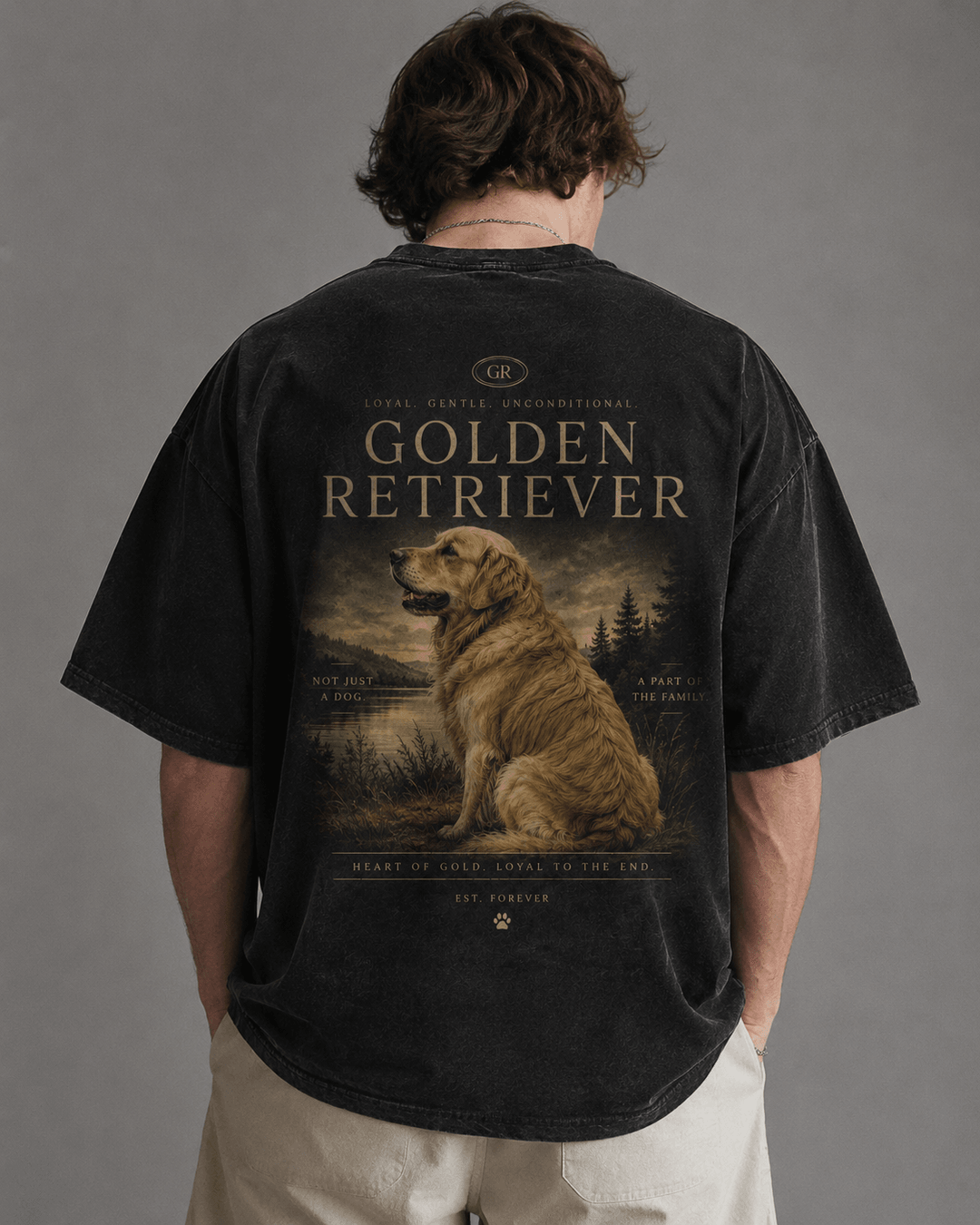 GOLDEN RETRIEVER — black shirt mockup