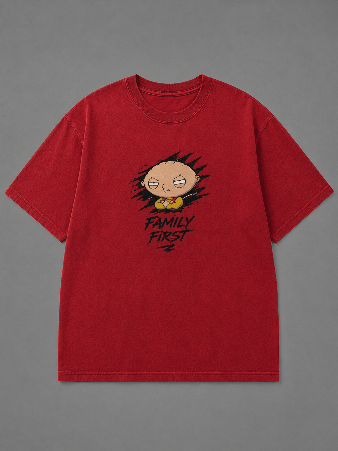 FAMILY GUY — dark red shirt mockup