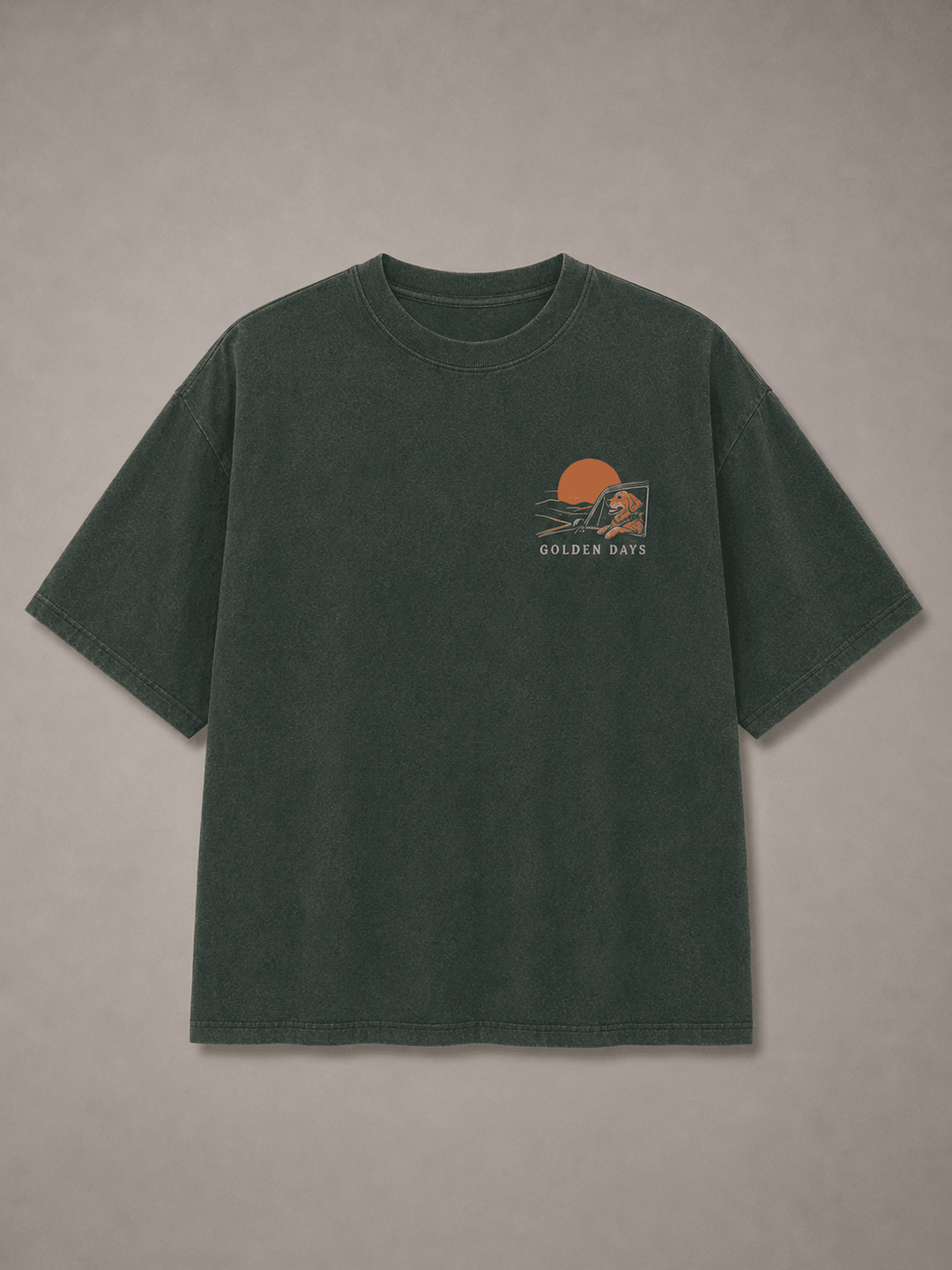 GOLDEN RETRIEVER — green shirt mockup