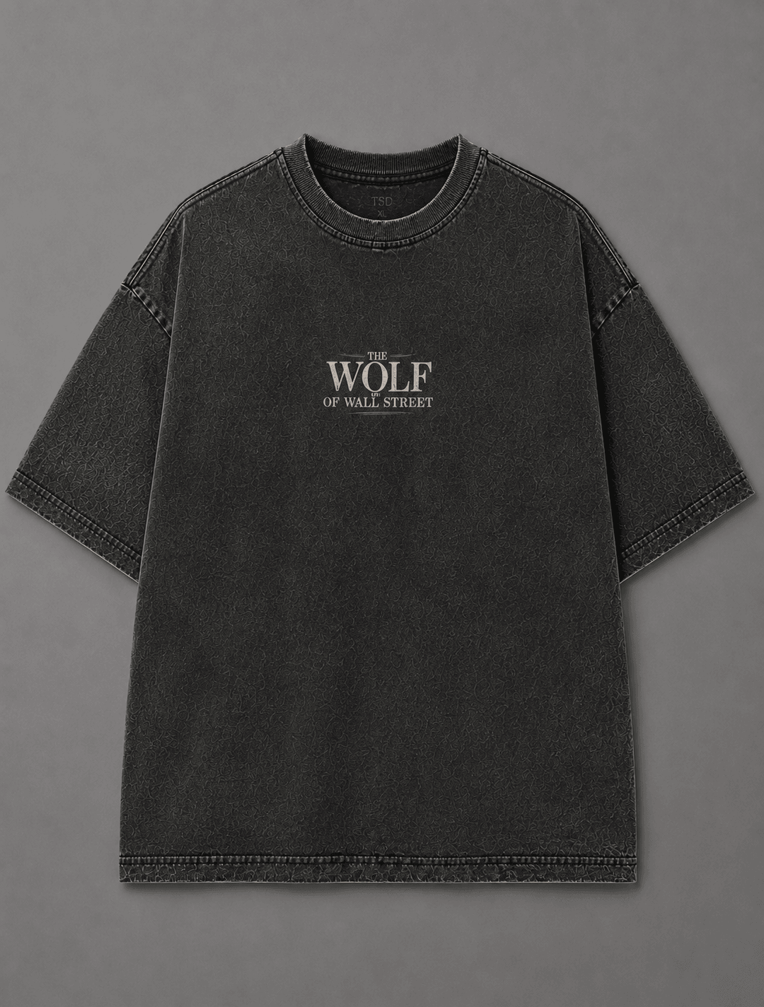 WOLF OF WALL STREET — dark gray shirt mockup
