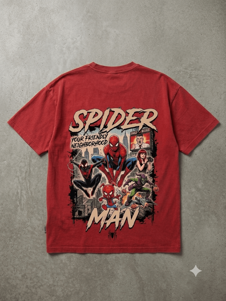 SPIDERMAN — dark red shirt mockup