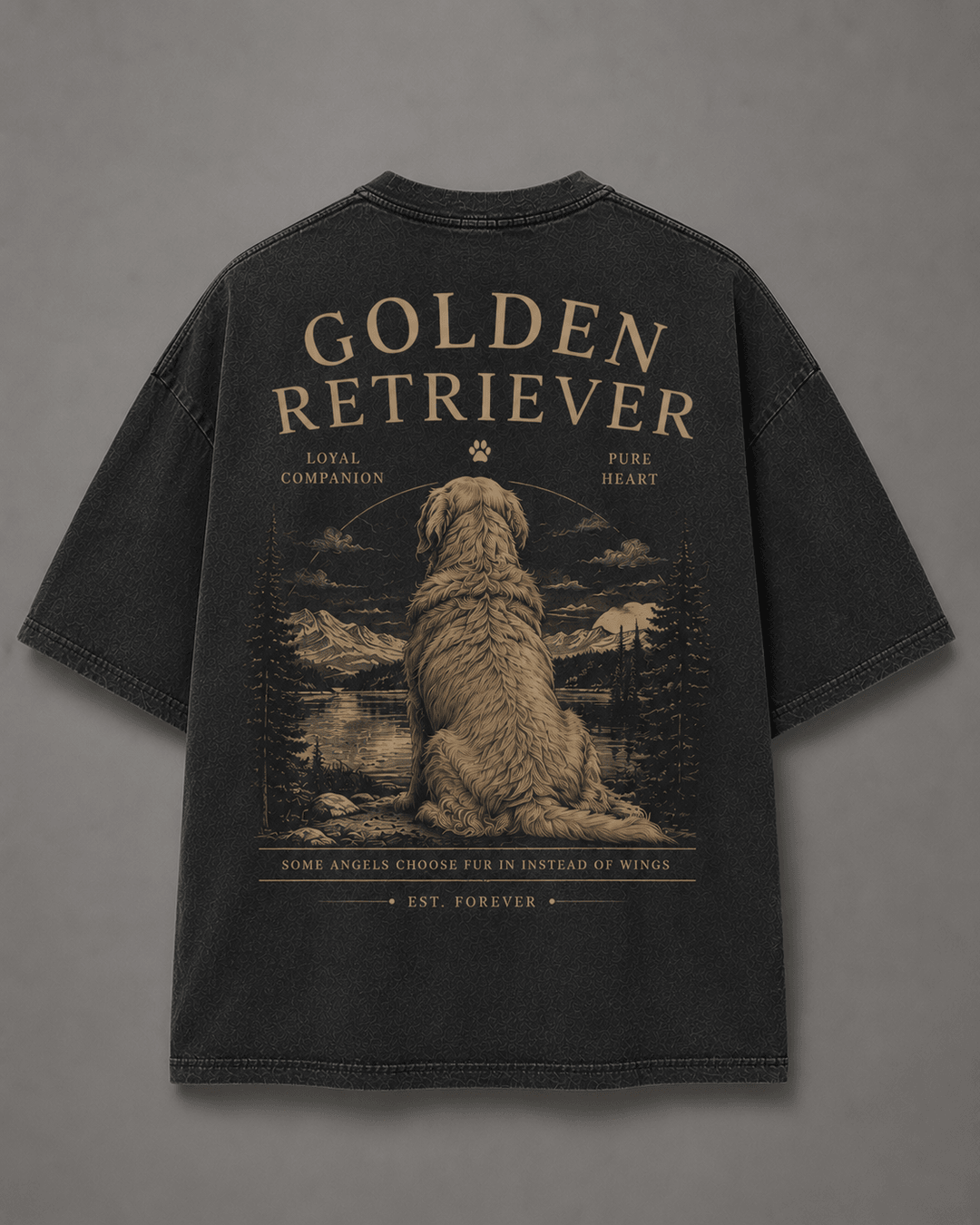 GOLDEN RETRIEVER — black shirt mockup