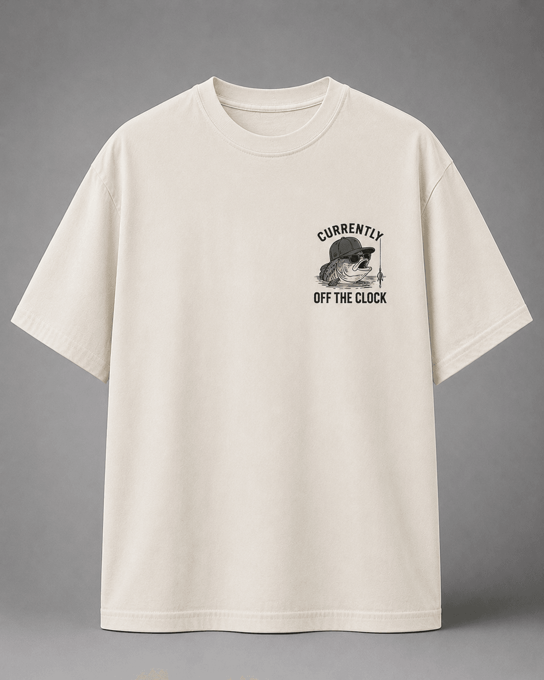 GONE FISHING — white shirt mockup