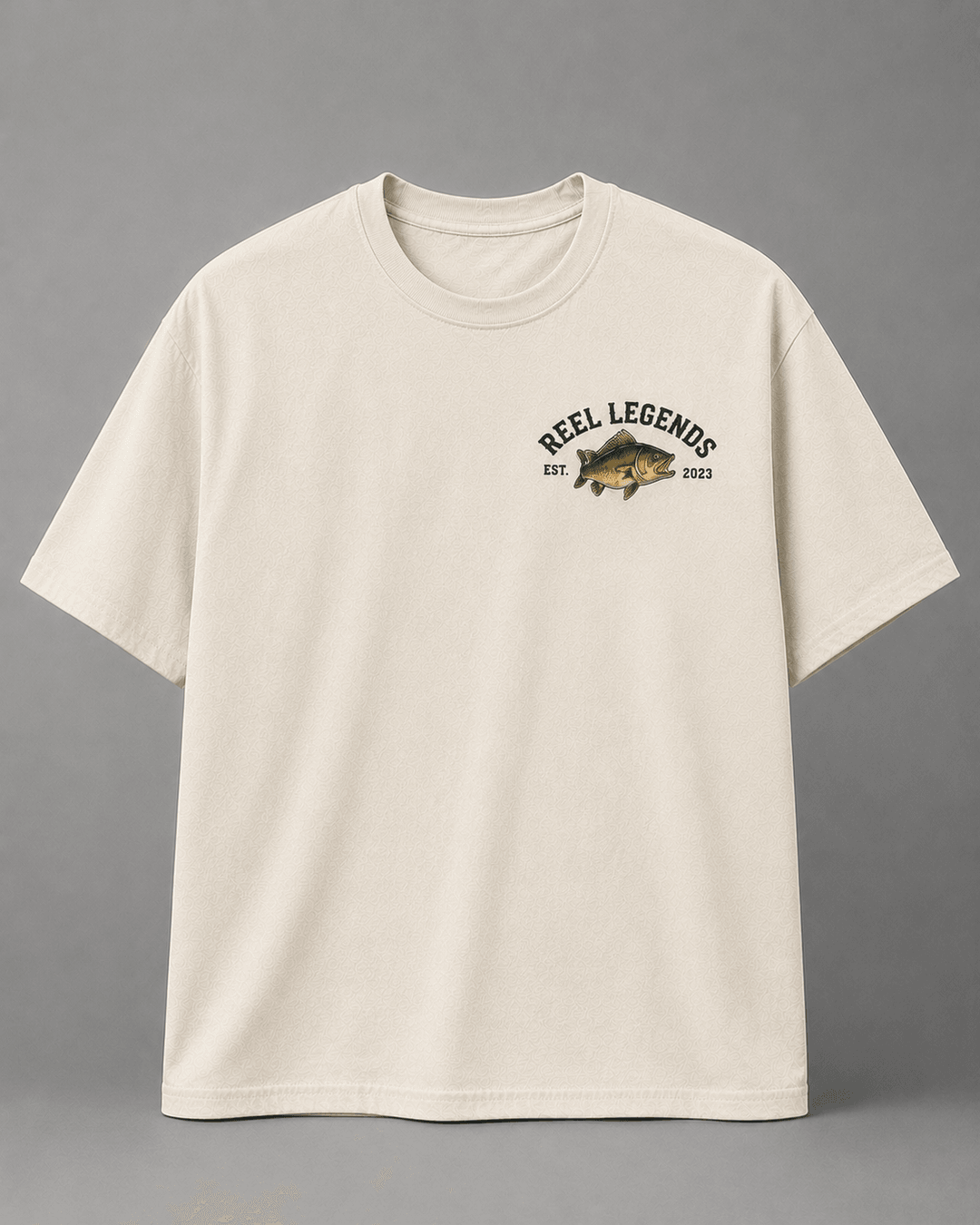 GONE FISHING — white shirt mockup