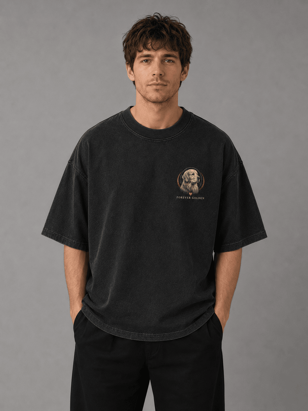 GOLDEN RETRIEVER — black shirt mockup