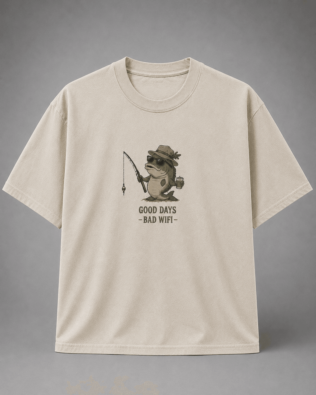 GONE FISHING — white shirt mockup