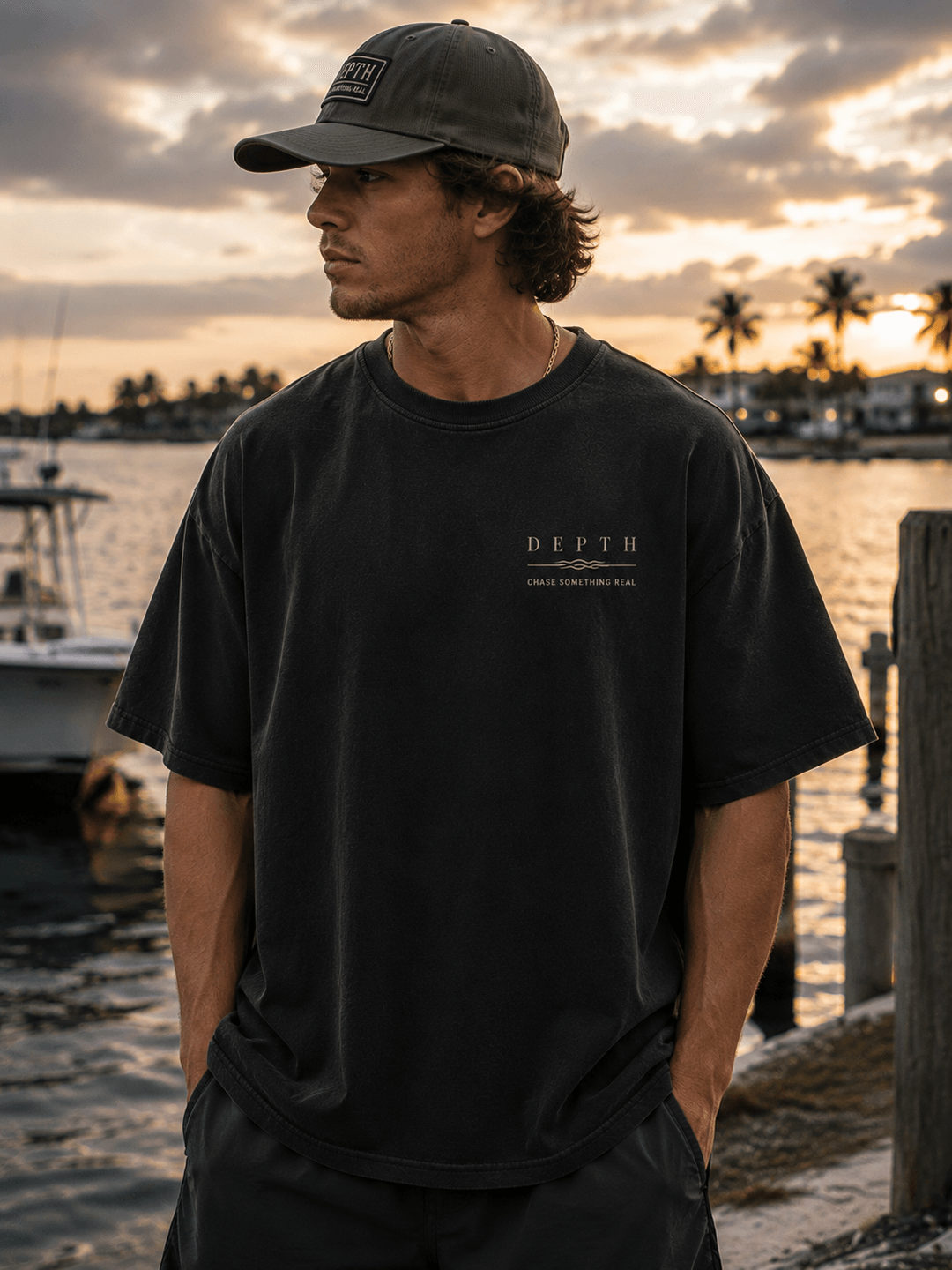 GONE FISHING — black shirt mockup