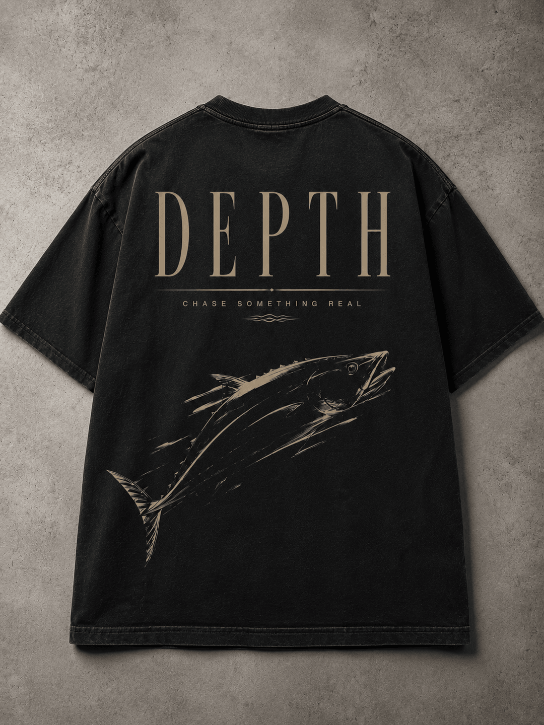 GONE FISHING — black shirt mockup